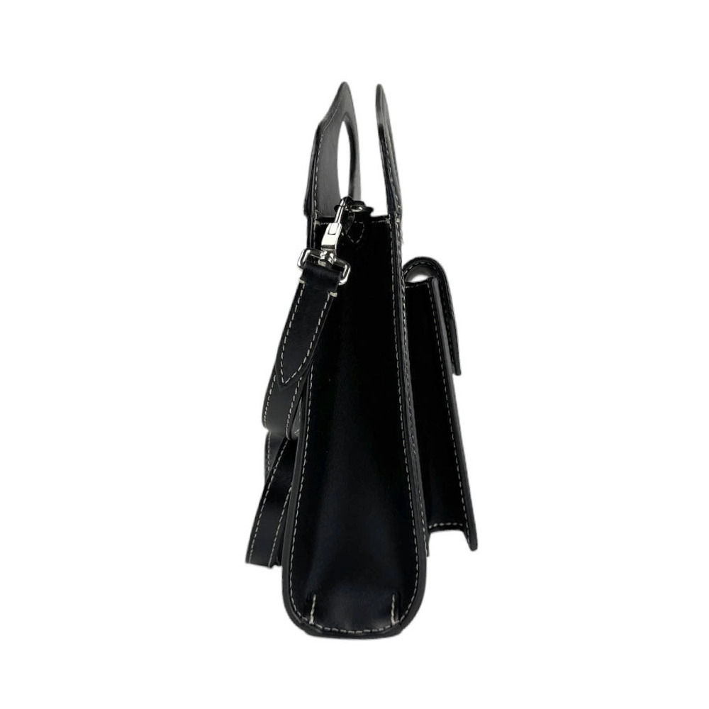 Burberry canvas blue leather black 2way silver Bag Shoulder Black Silver